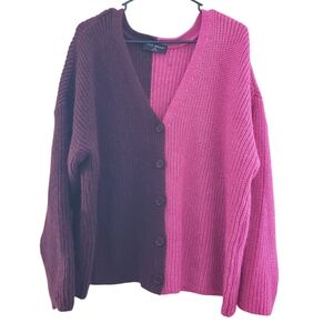 Lane Bryant Two-Tone Pink and Brown Cardigan